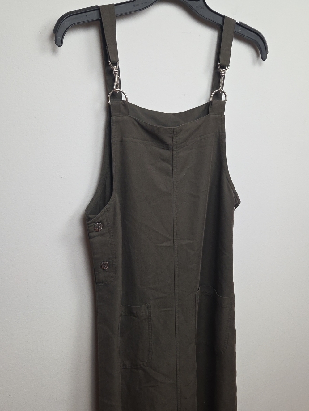 Vintage 90's Directives Olive Green Pinafore Overall Dress Goblincore Earthy - S